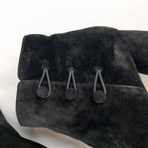 Nine West KerryLeeo Black Suede Button Ankle Booties Boots Womens 8.5 - Picture 4 of 16